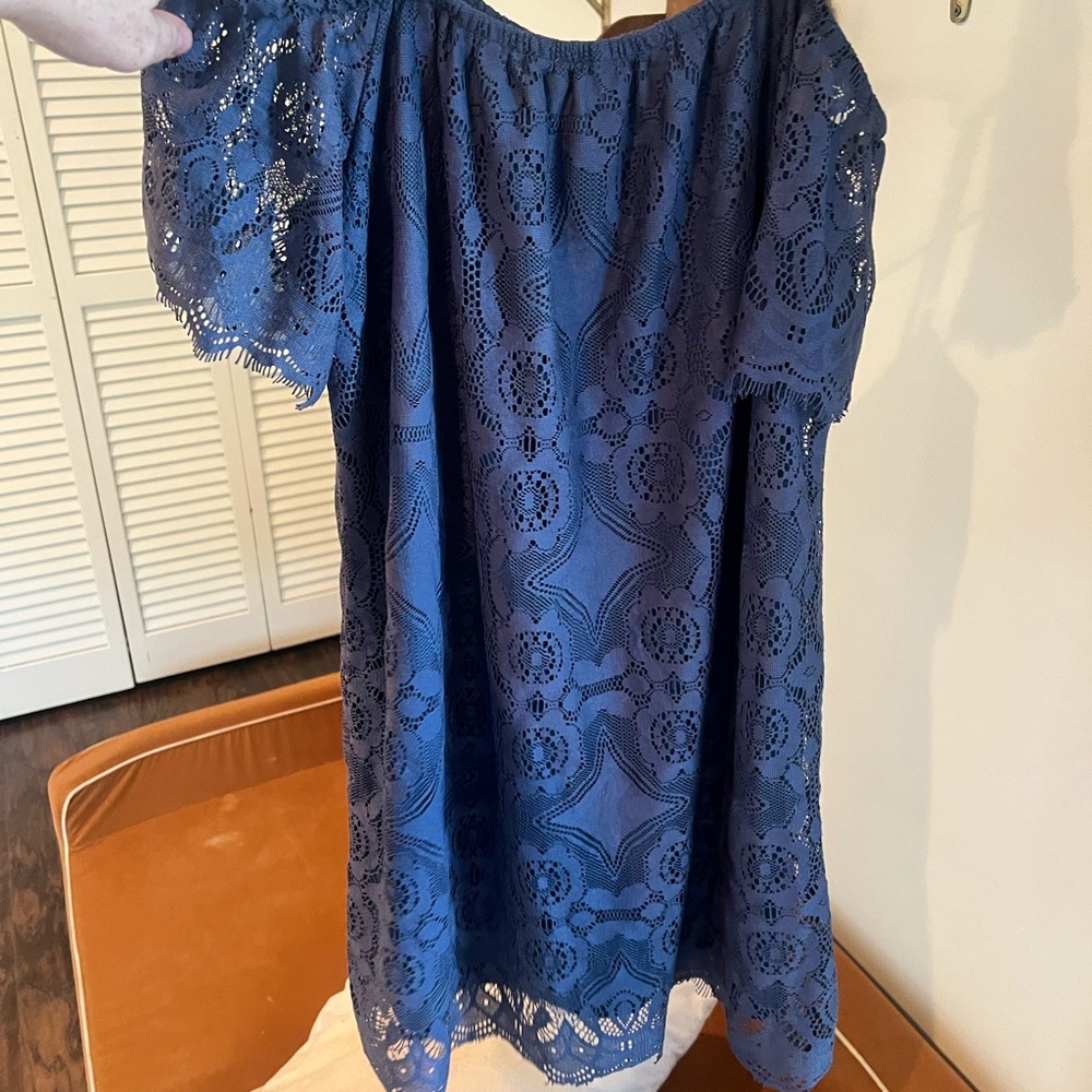 Blue lace above the knees dress